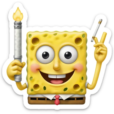 SpongeBob with a joint sticker