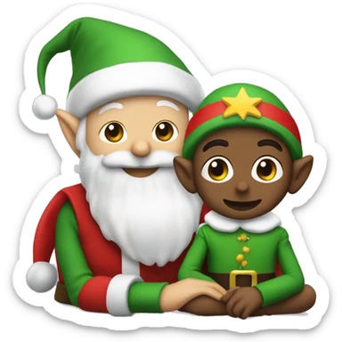 Elf’s sitting next to Santa  sticker