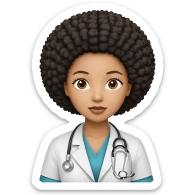 single black female doctor with afro hairstyle sticker