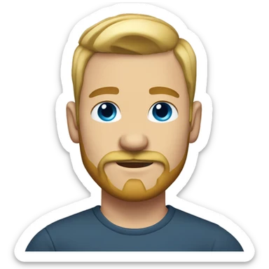Short blonde hair man, tattoo arms, mustache and beard, blue eyes sticker