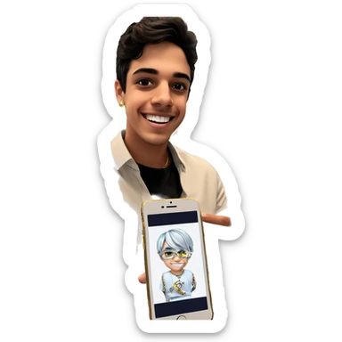 smiling boy with jewelry smartphone sticker