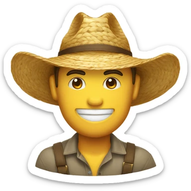 Emoji sourit avec un chapeau de paille  sticker