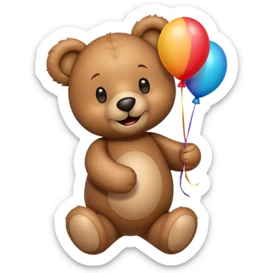 Teddy bear with colourful balloon in hand sticker