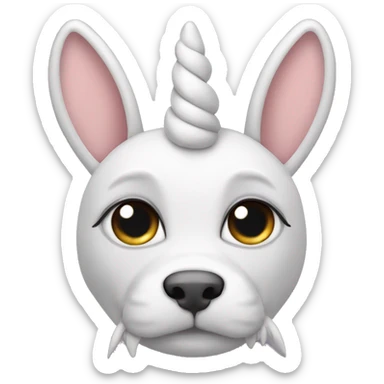 unicorn with bunny ears cat nose, horse tail, dog eyes sticker