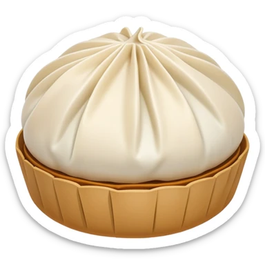 Steamed stuffed bun Baozi with visible pleated top, simplified emoji style with bold outlines and bright colors, cartoon style Chinese street snack sticker