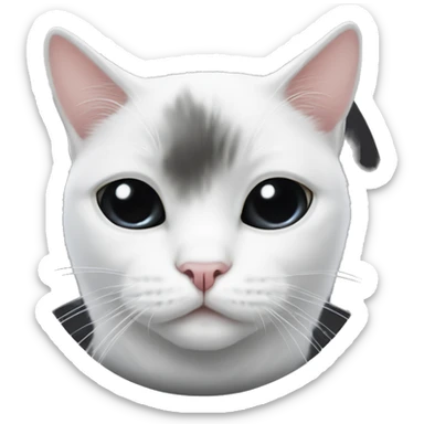 white cat with two black patches above the eyes sticker