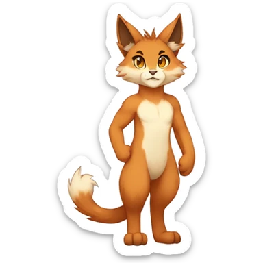 Anthro Beige-Orange-Brown Furry-Sona-Fakemon Lynx-Caracal Full Body sticker