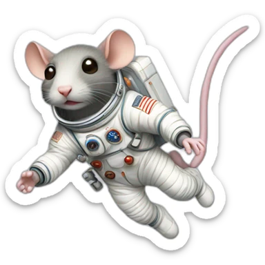 astronaut rat levitating sticker