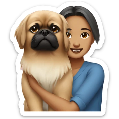 Women with Pekingese sticker