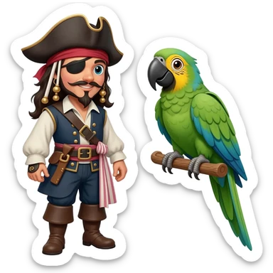 pirate and parrot sticker