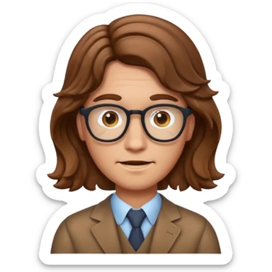 give the nerd emoji brown wavy hair in a center part sticker