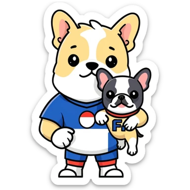 Footballer and a French bulldog sticker