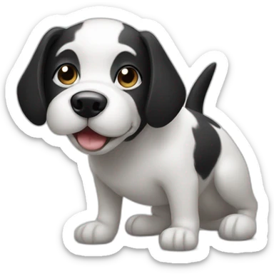 A black and white dog pooping sticker