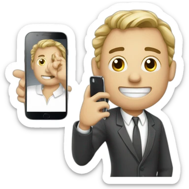 Rich person closing 6000€ deals with his phone sticker