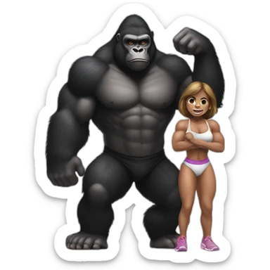Big buff Gorilla holding a Girl doing squats sticker