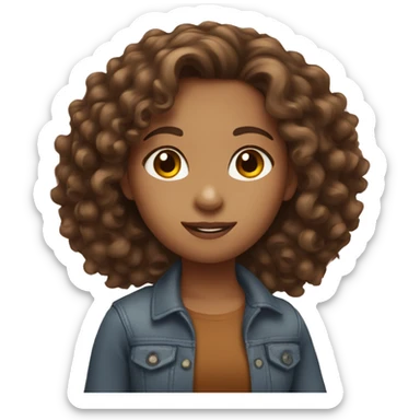girl with long brown curly hair and brown eyes sticker