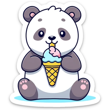 Panda Express eating ice cream sticker