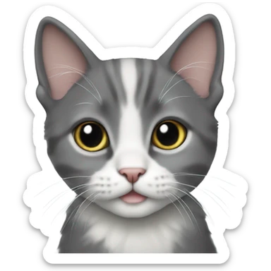 adorable grey tuxedo christmas kitten sticker
