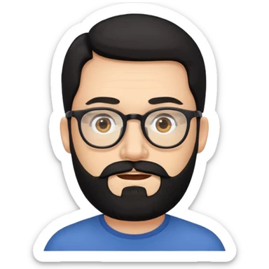 man with black beard and eyeglass sticker