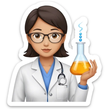 Asian chemistry teacher women, sticker