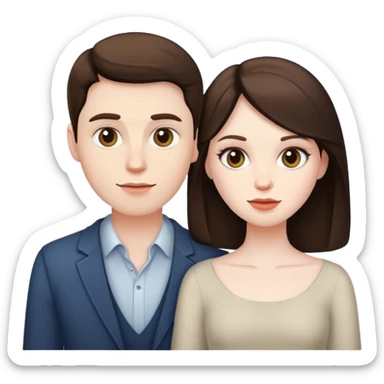 brunette couple pale sticker