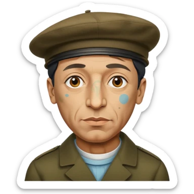 pablo picasso is painting on canvas sticker