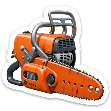 creepy Chainsaw, cartoon horror emoji, no background sticker
