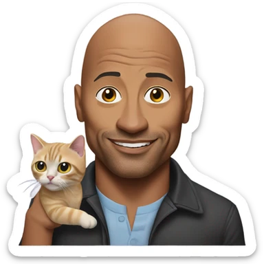 Dwayne Johnson holding a cat like Dr.Evil sticker