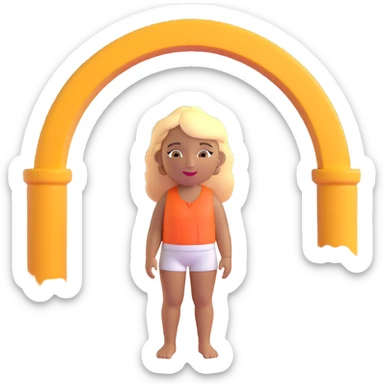 blonde woman with light brown skin, with the Atalaia Beach arches (Aracaju-SE, Brazil) in the background sticker