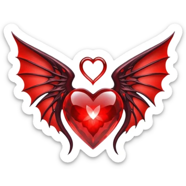 small succubus wings, cryhstal heart  sticker