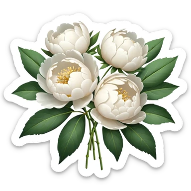 White peonies bouquet  sticker