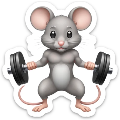 A mouse lifting weights  sticker
