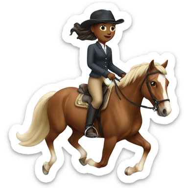 girl riding a horse in canter sticker