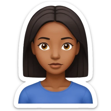 black woman with straight hair, simple facial expression sticker