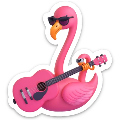 flamingo with sunglasses playing guitar sticker