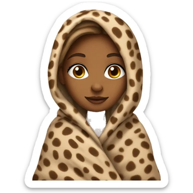 tan girl wrapped in cheetah print blanket sticker
