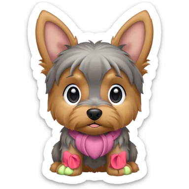 Floppy eared Yorkie puppy sticker