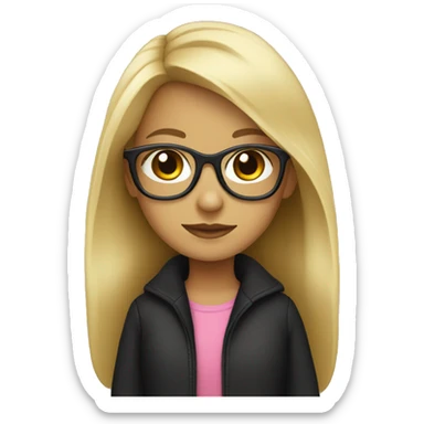 Blonde girl with black glasses  sticker