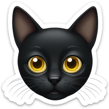 Black slim cat with big yellow eyes and big pupils sticker