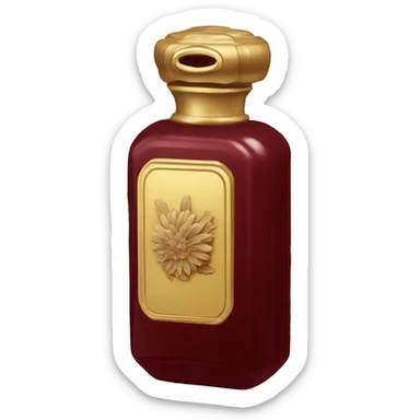 Dark red vintage French style perfume bottle with red asters sticker