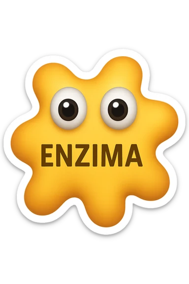 emoji con enzima umano con occhi 3d con la scritta "ENZIMA" SUL CORPO IN ITALIANO sticker