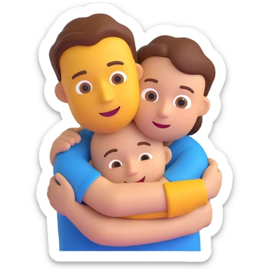 a person hugging someone named George, 3D emoji style sticker