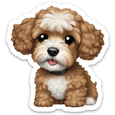 Brown Maltipoo plane sticker