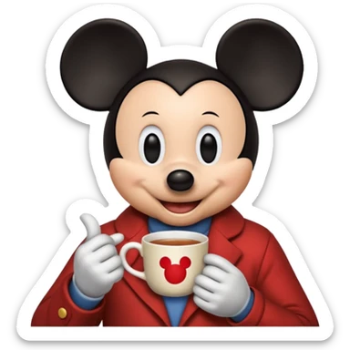 Disney Mickey with a cup of tea sticker