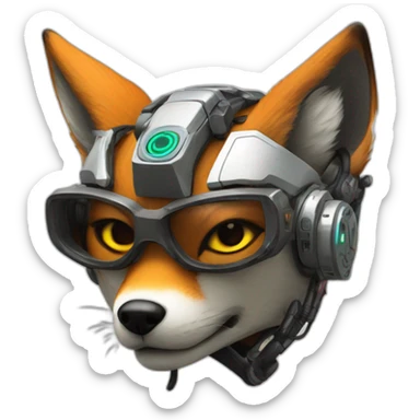 Cyberpunk bionic fox sticker