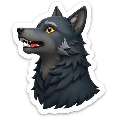 Black wolf howling eyes closed sticker