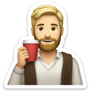 australian male with blond brown hair beard scarf drinking coffee sticker