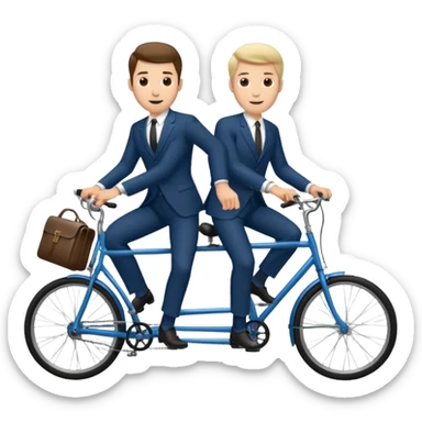 Two handsome men in suits riding a tandem bike sticker