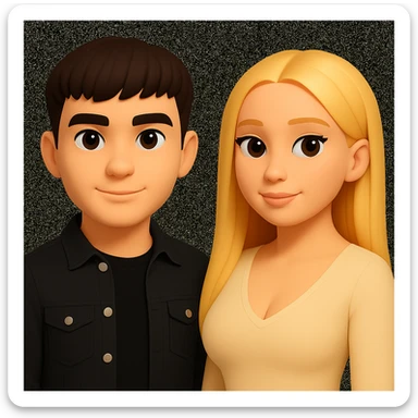 In the style of 3D Emoji, slightly increase the volume of the upper body of the girl, separate the girl and the boy from each other, and make the skin color the same for both characters. sticker