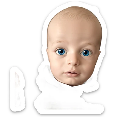 bald baby with blue eyes sticker